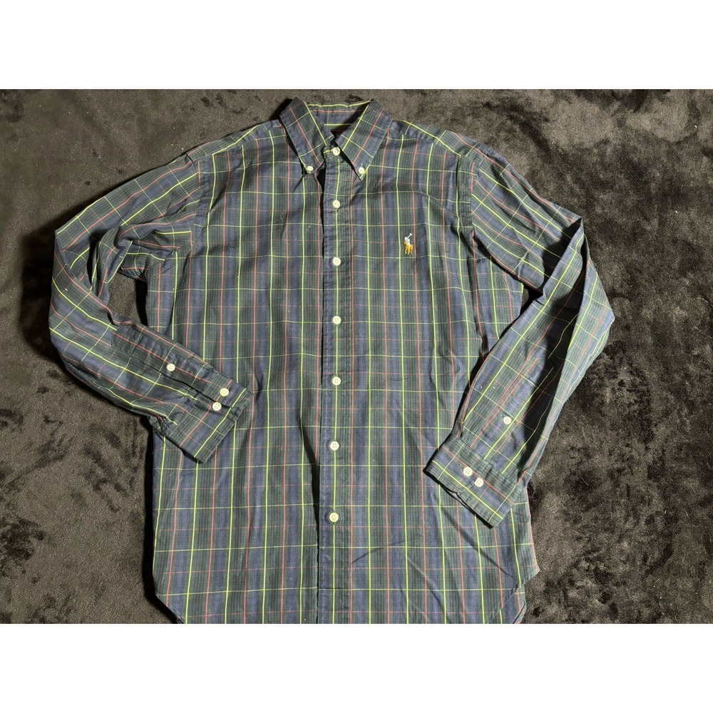 Ralph Lauren Green Plaid Button Down Classic Fit Dress Shirt Men's 14.5 32/33 - Picture 2 of 10